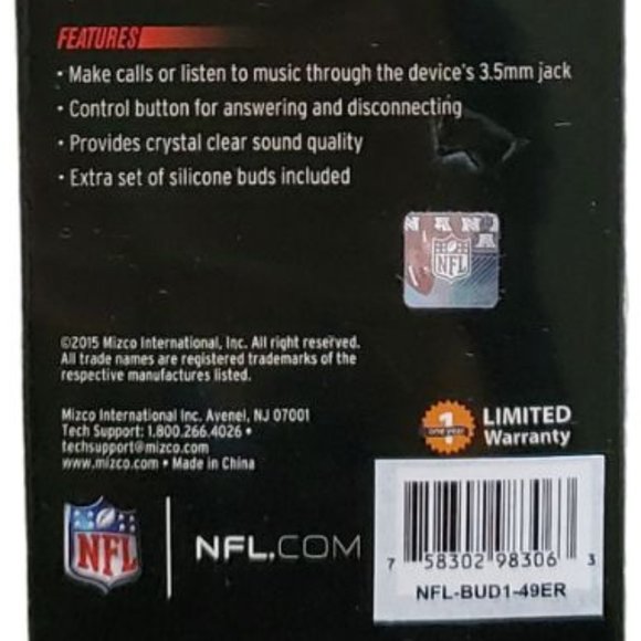 San Francisco 49ers NFL Stereo Earbuds With Microphone | NWT | Red Gold Black - Picture 5 of 5